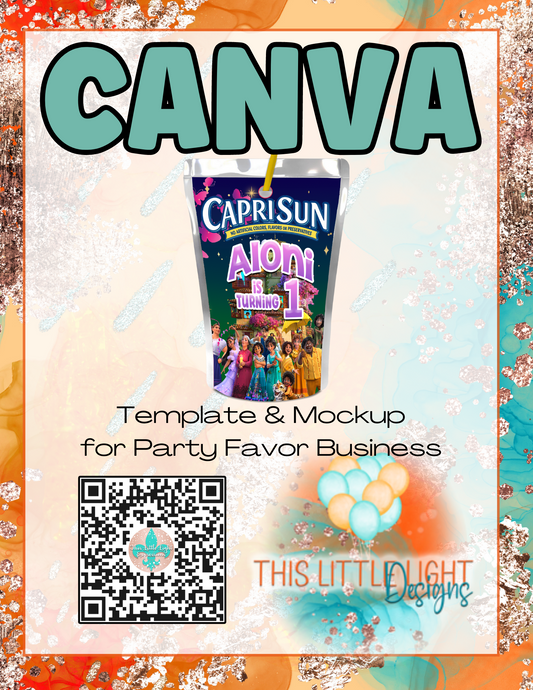 Juice Pouch Labels l Template and Mockup for Canva | Digital Download