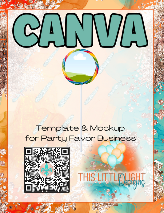 Rainbow Lollipop Candy Label l Template and Mockup for Canva | Digital Download