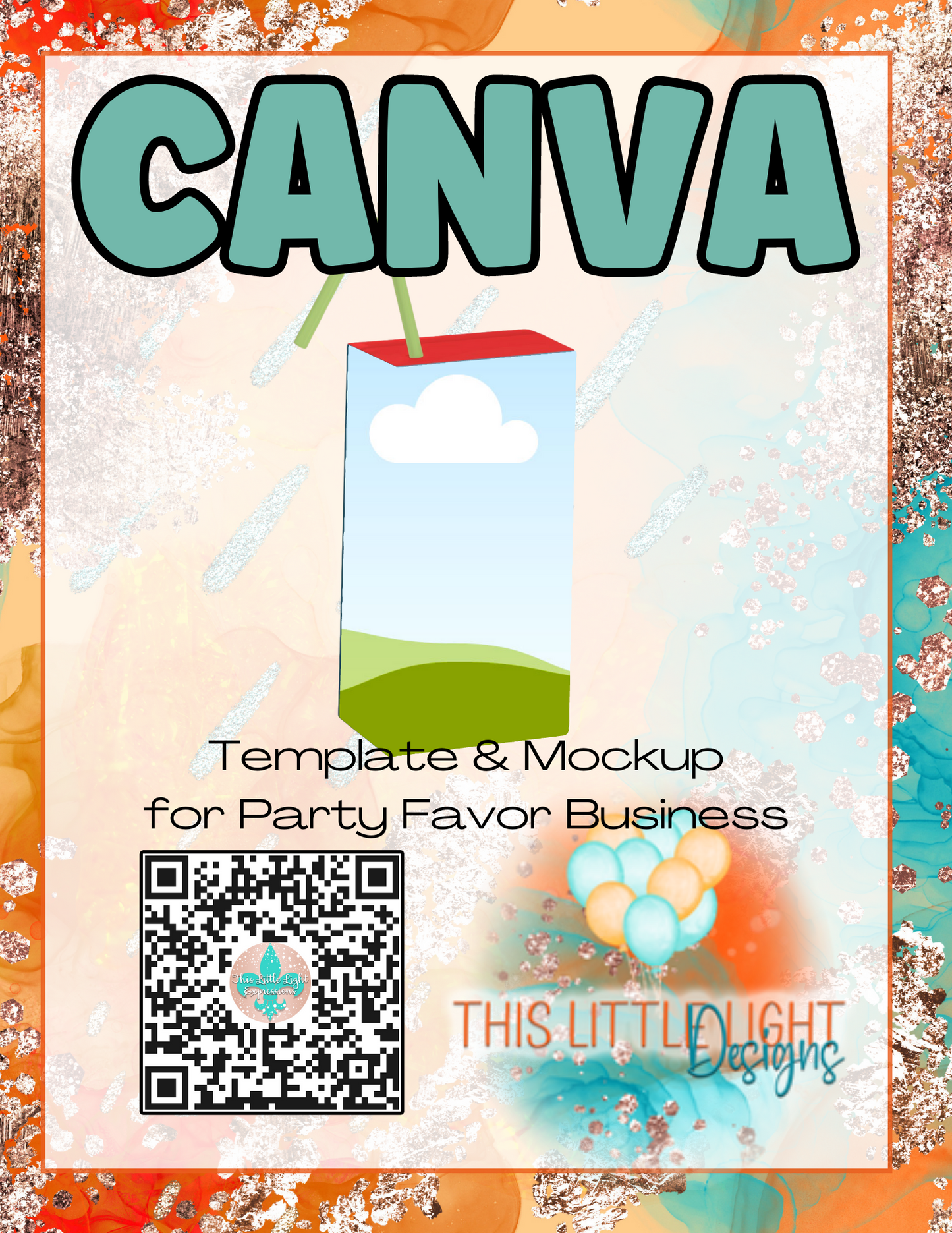 6.75oz Juice Box Labels l Template and Mockup for Canva | Digital Download