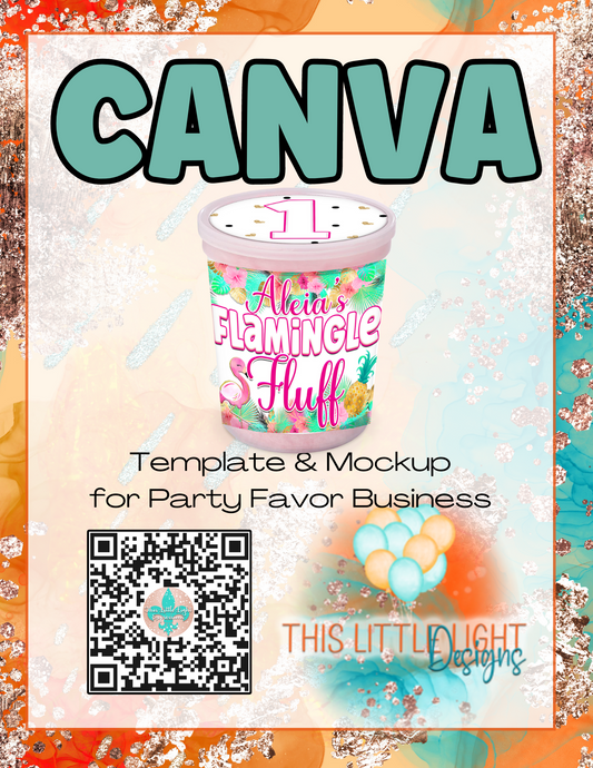 2oz Cotton Candy Tub Labels l Template and Mockup for Canva | Digital Download