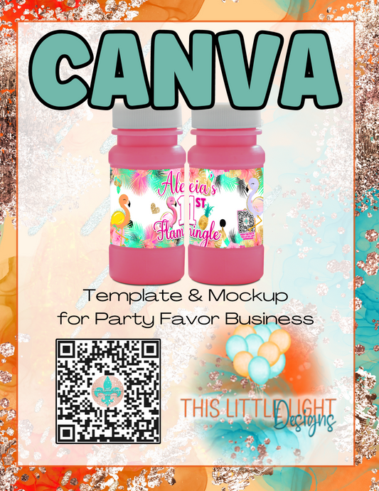 2oz Bubbles Labels l Template and Mockup for Canva | Digital Download