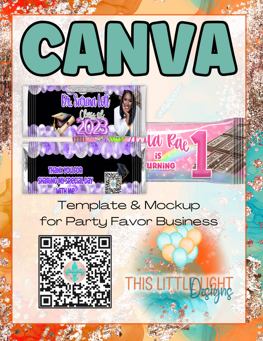 Chocolate Bar Candy Wrap l Template and Mockup for Canva | Digital Download