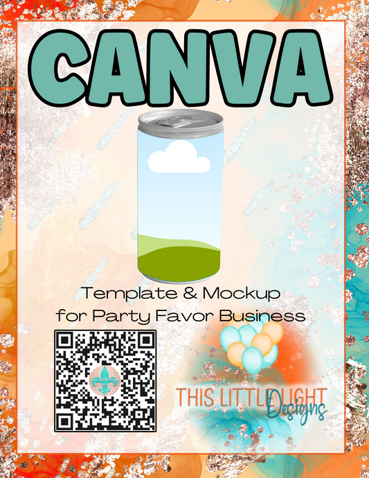 7.5oz Mini Soda Can Wrap l Template and Mockup for Canva | Digital Download