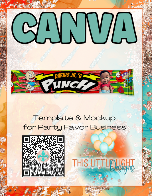 Sour Punch Straws Candy Wrap l Template and Mockup for Canva | Digital Download