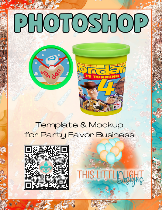2oz Playdoh Labels l Template and Mockup for Photoshop | Digital Download
