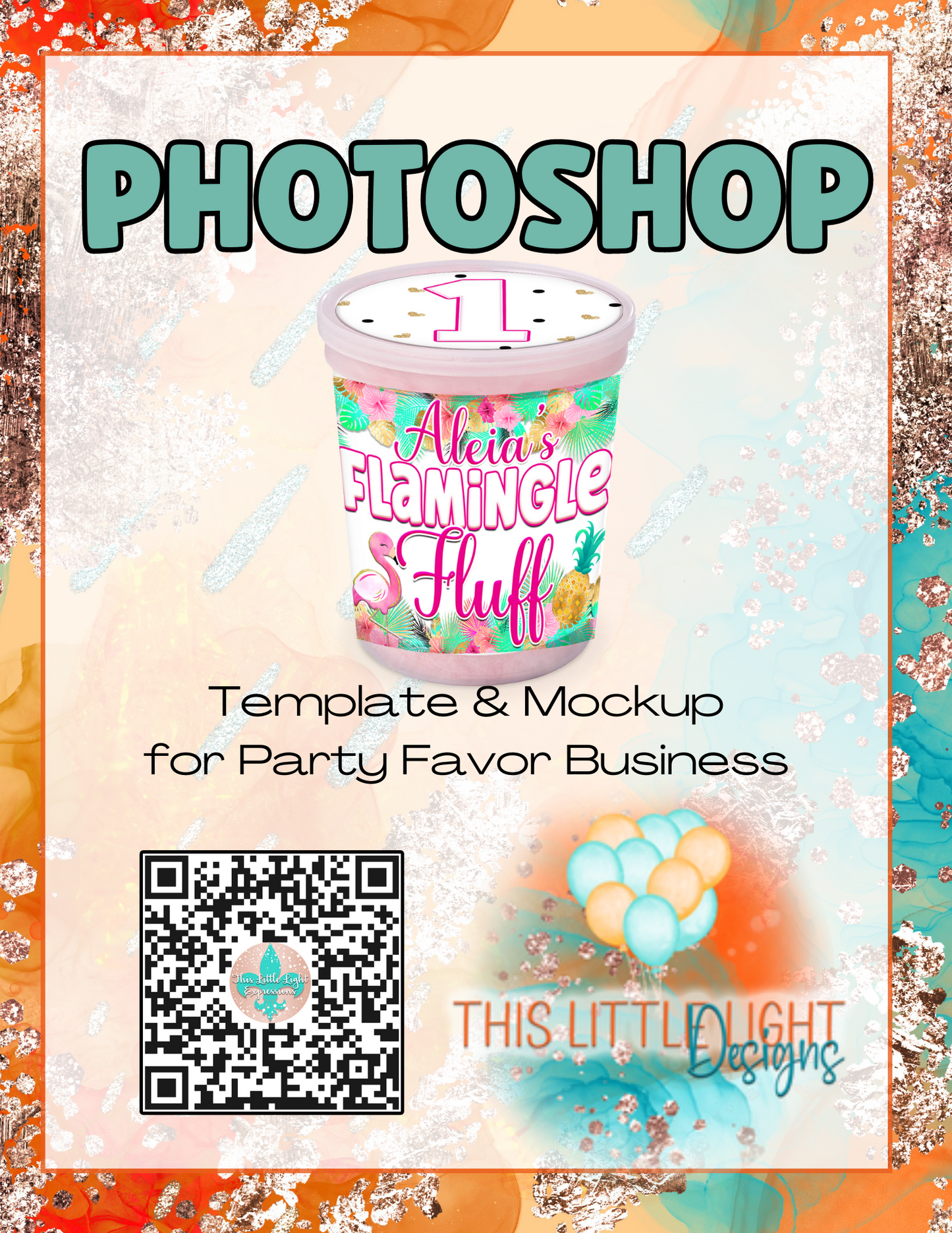 2oz Cotton Candy Tup Labels l Template and Mockup for Photoshop | Digital Download