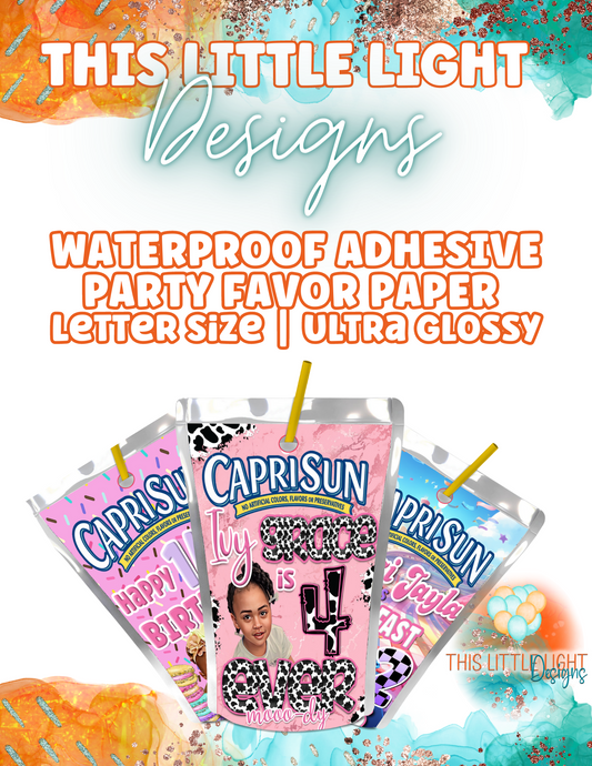 Ultra Glossy Adhesive Paper | Waterproof | Perfect for Party Favors