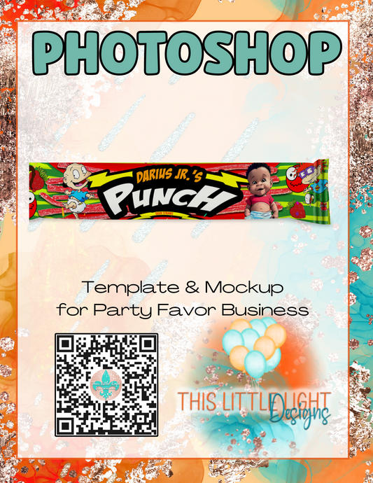 Sour Punch Straws Candy Wrap  l Template and Mockup for Photoshop | Digital Download