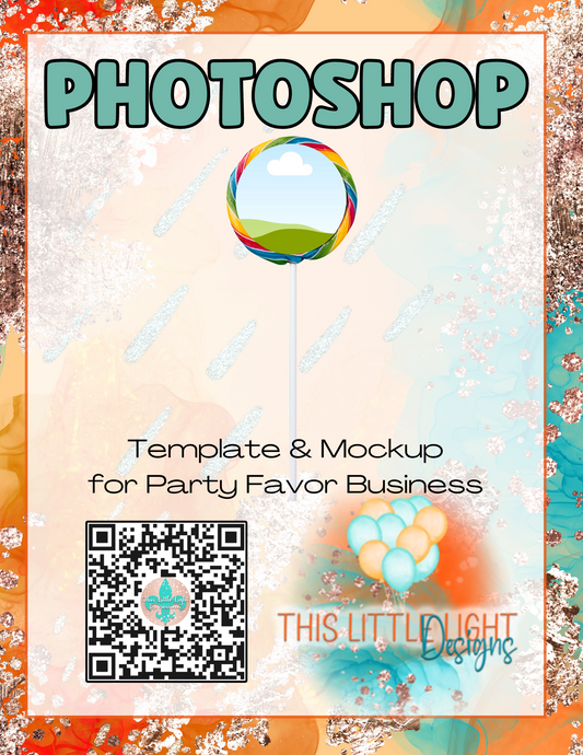 Rainbow Lollipop Candy Label l Template and Mockup for Photoshop | Digital Download