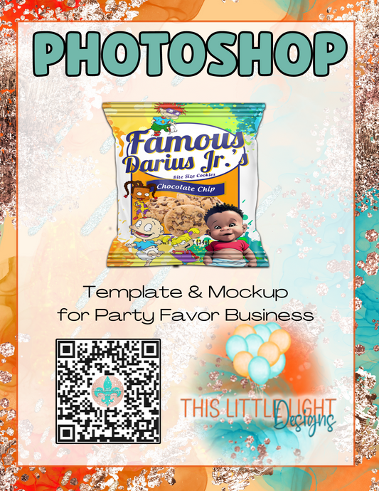 Famous Amos Cookie Wrap l Template and Mockup for Photoshop | Digital Download