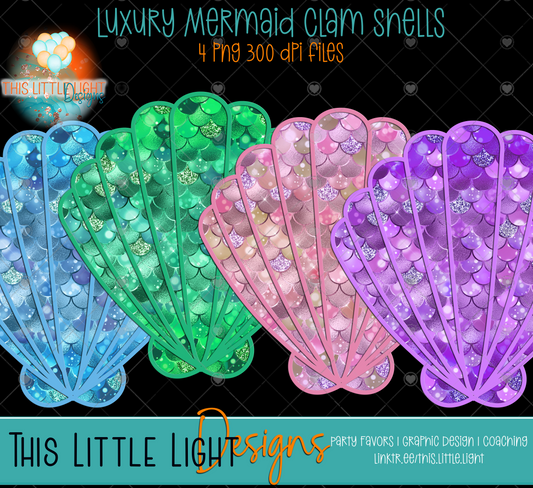 Luxury Mermaid Clam Shells | 300 DPI | Set of 4 PNG Files