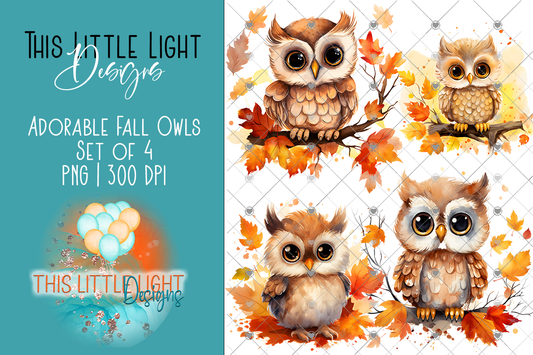 Fall Owls Exclusive Clipart | Digital Download