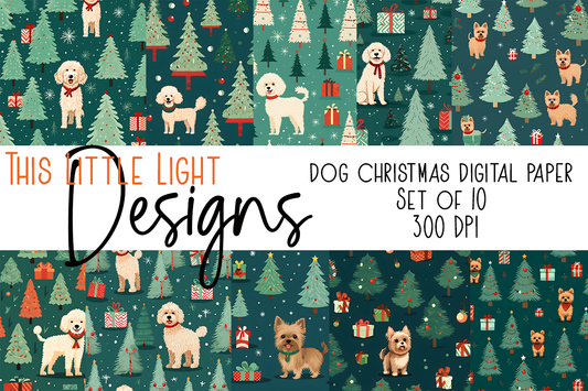 A Dog Christmas Digital Paper | Set of 10 PNG Files | Digital Download
