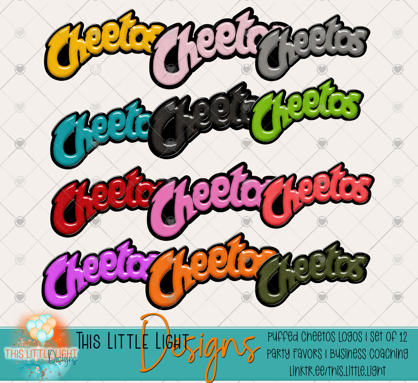 Custom Puffed Cheetos Logos | 300 DPI | Set of 12 Files