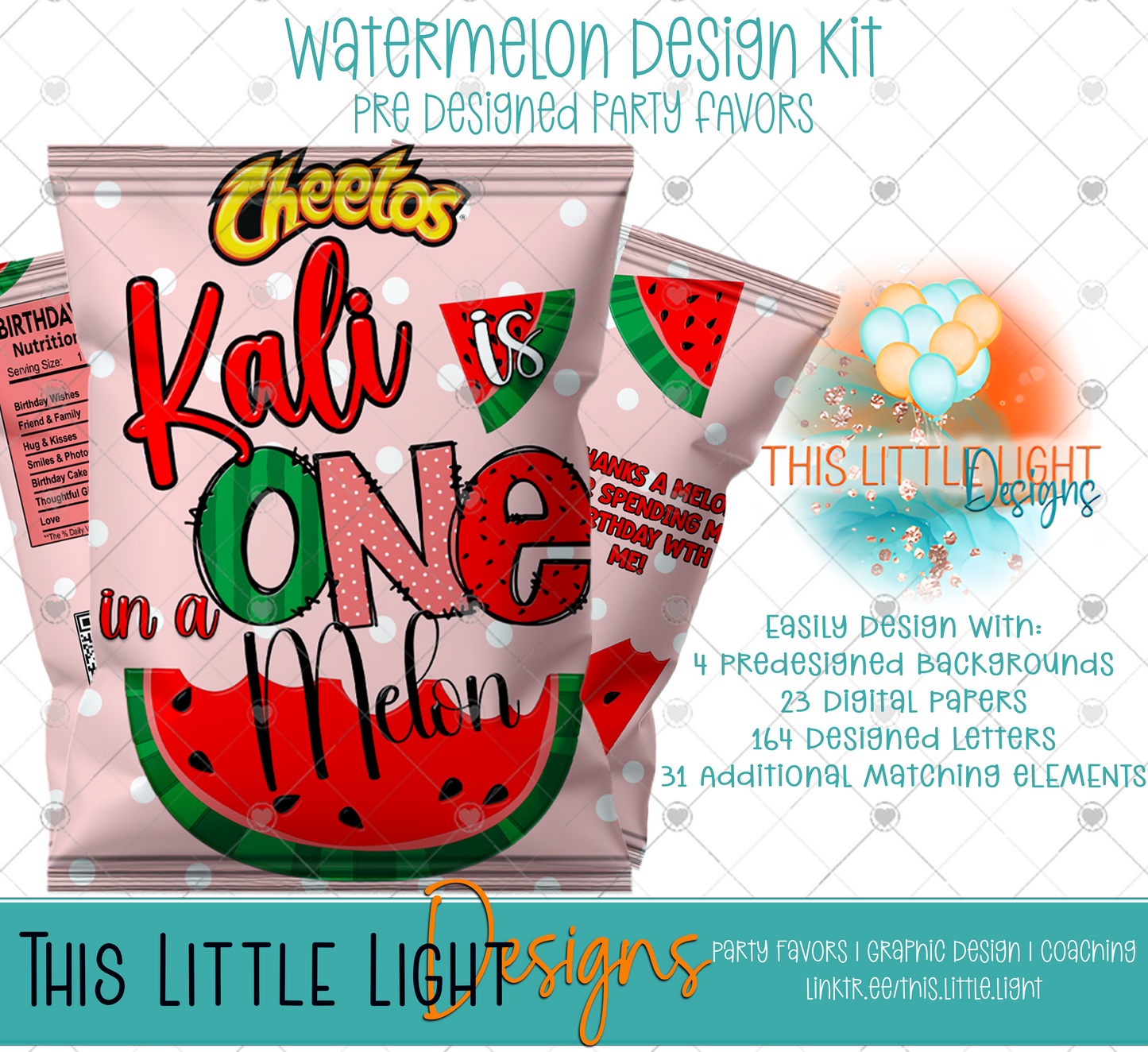 Watermelon Design Kit | TLL Design Exclusive | Pre Designed Chip Bags...