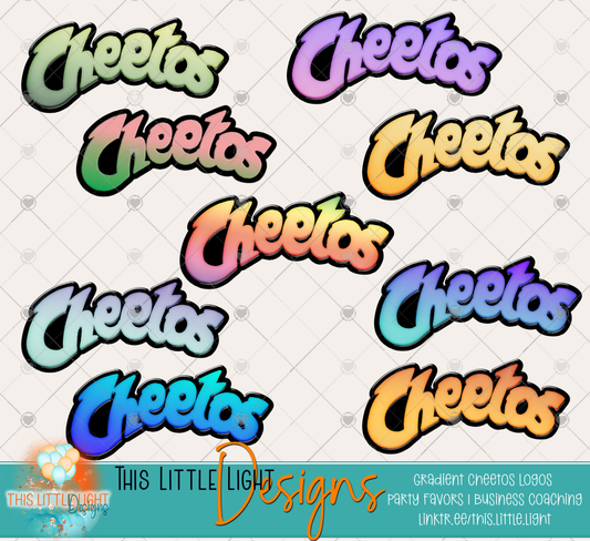 Custom Gradient Cheetos Logos | 300 DPI | Set of 9 Files | CEO Subscribers Only