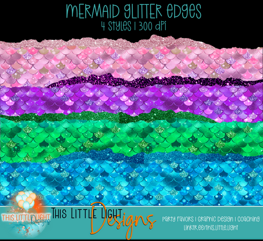 Mermaid Glam Edges | 300 DPI | Set of 4 PNG Files | CEO Subscribers Only