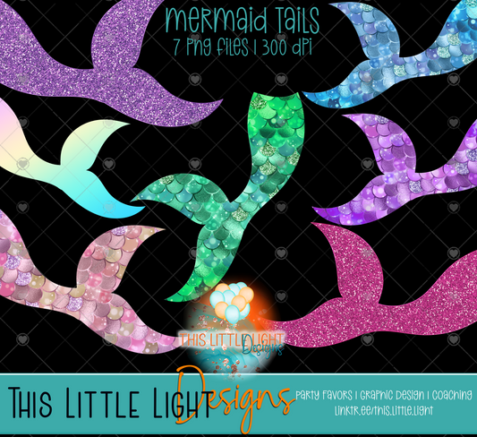 Luxury Mermaid Tails | 300 DPI | Set of 7 PNG Files