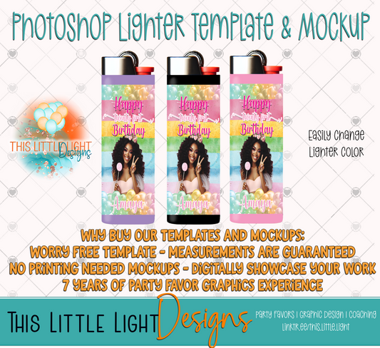 Lighter Template and Mockup for Photoshop | Digital Download | Party Favor Template
