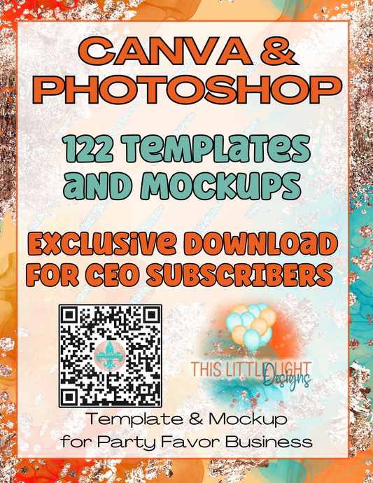 Party Favor Templates | For Photoshop AND Canva | 122 Files | Instant Download | CEO Subscribers Only