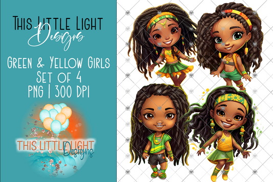 Cute Brown Island Girls Clipart Set of 4 | Subscribers Only