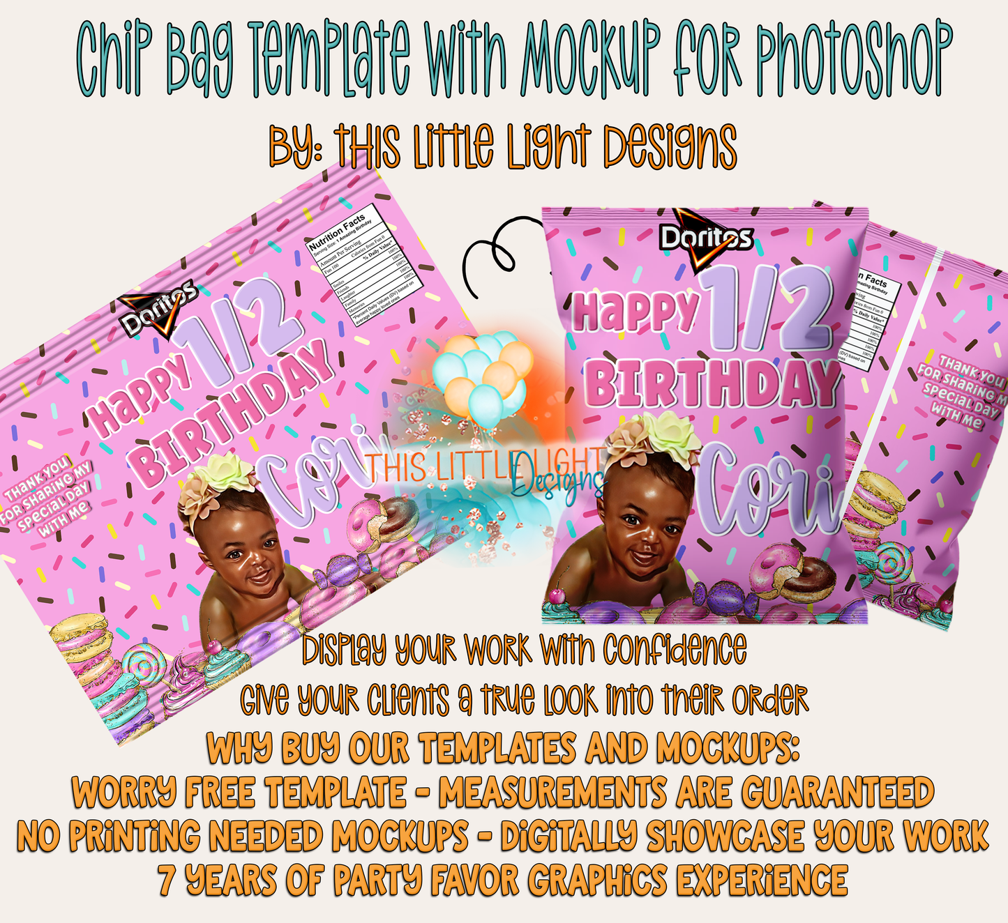 Chip Bag Labels l Template and Mockup for Photoshop | Digital Download